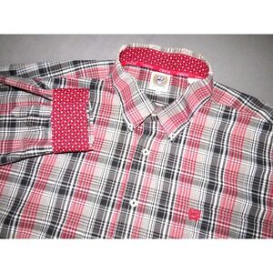 CINCH Long Sleeved 100% Cotton Plaid Casual RODEO Button Up Shirt Men's Large
